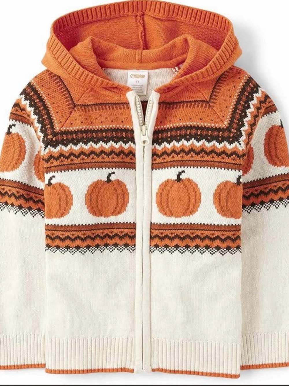 Gymboree Orange and Cream Pumpkin Zip-Up Hoodie Sweater. NWOT
